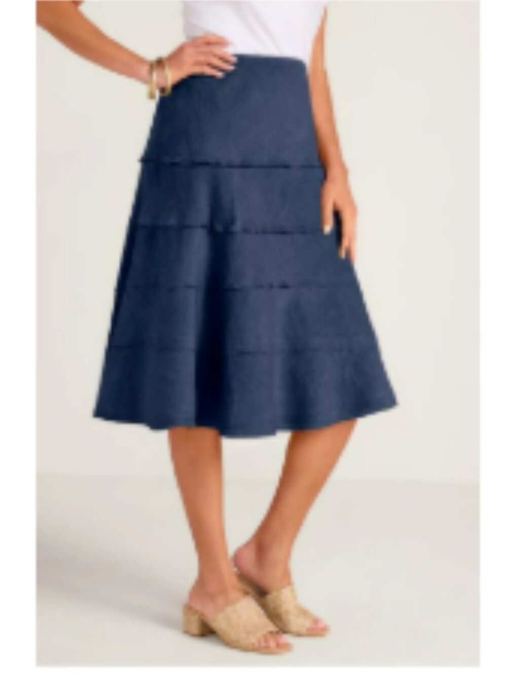 Soft Surroundings Linen Skirt in Black Tiered A-Line Size PXL